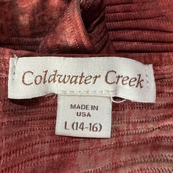 Coldwater Creek Large (14-16) Top 3/4 Sleeve Scoop Neck Textured Stretch Multi - Picture 6 of 8